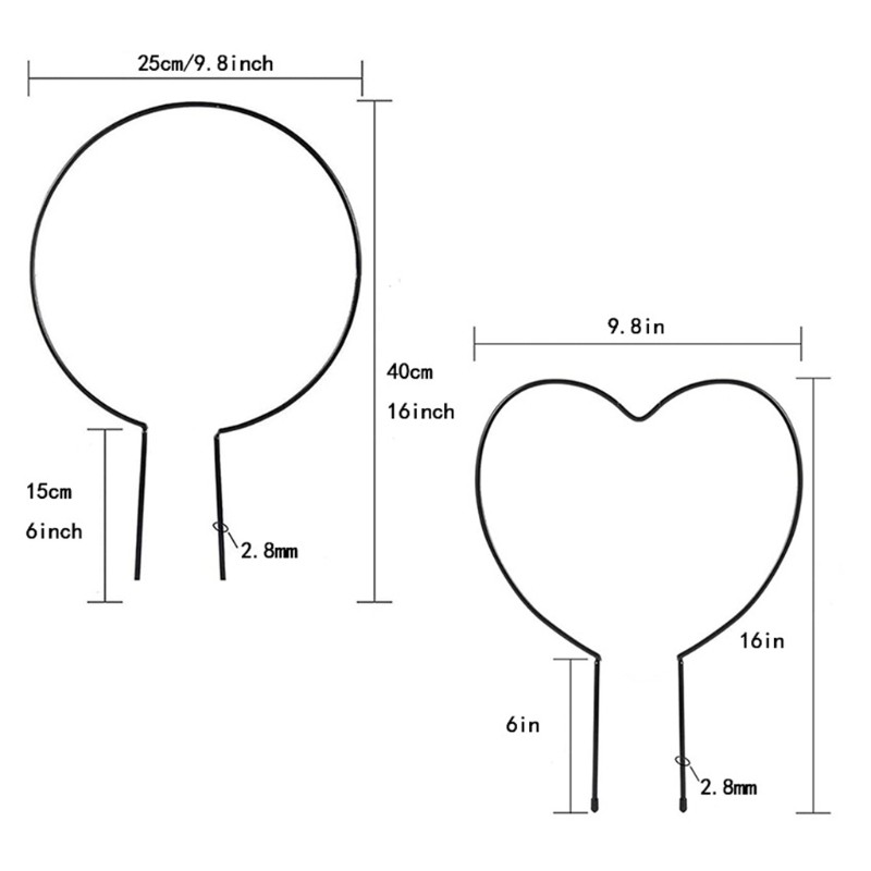 Giá Đỡ Hỗ Trợ Trồng Cây Dây Leo Hình Tròn / Trái Tim Bằng Sắt