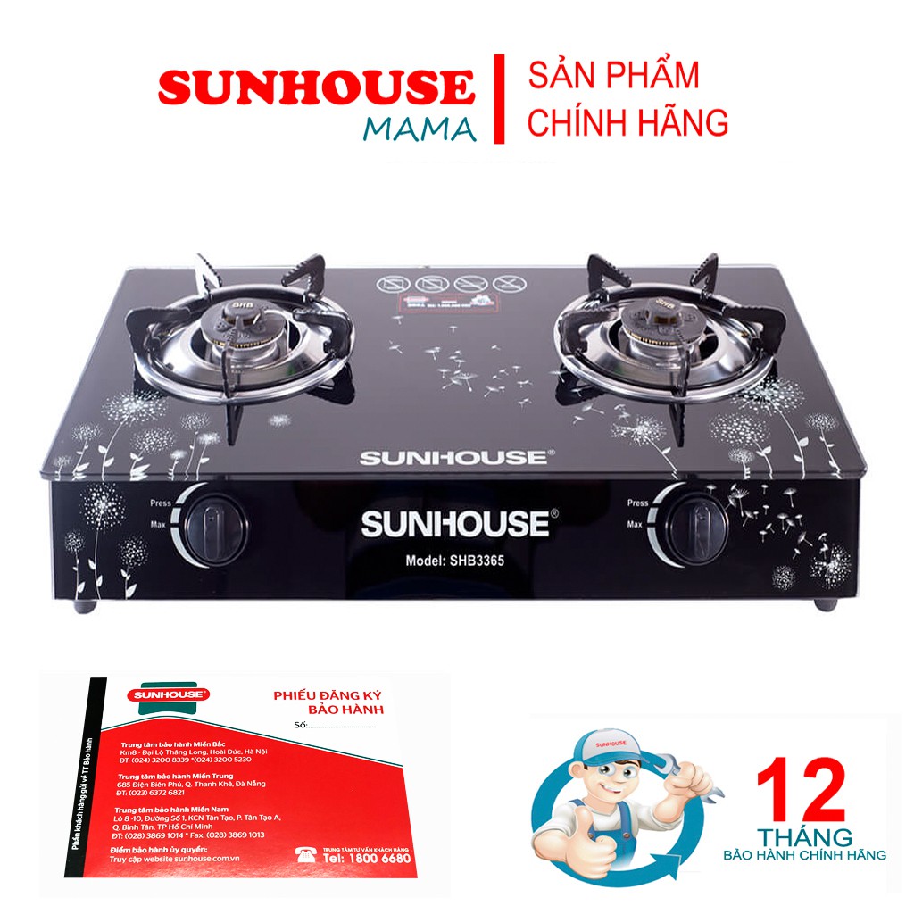 Bếp ga đôi Sunhouse SHB3365, SHB3326, SHB3336 - Bảo hành 12 tháng