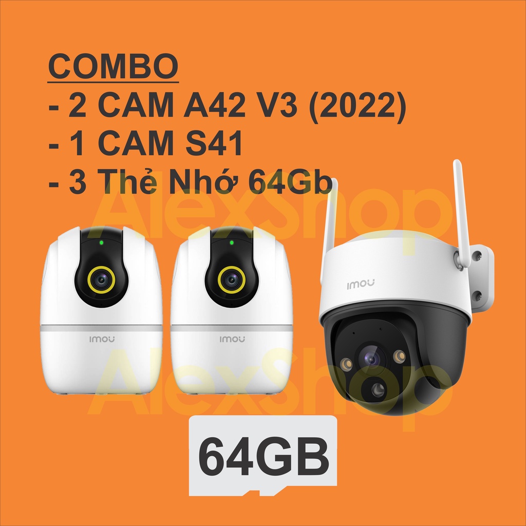 [64gb] Combo Camera 2K 2 Camera Imou A42P và 1 S42 / 41 Dung Lượng 64Gb