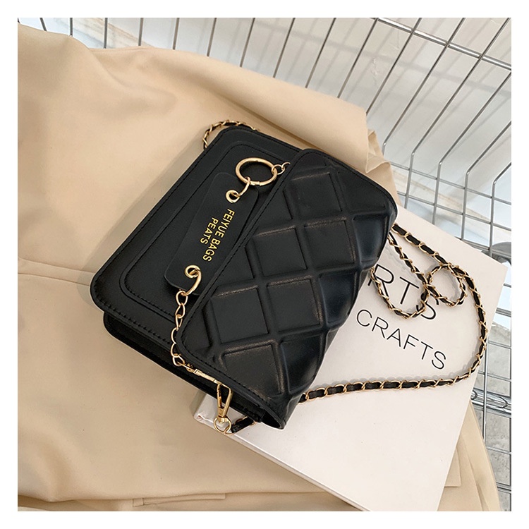 Túi Đeo Chéo Dáng Vuông Nhỏ Phối Dây Xích Thời Trang Cao Cấp Cho Nữ