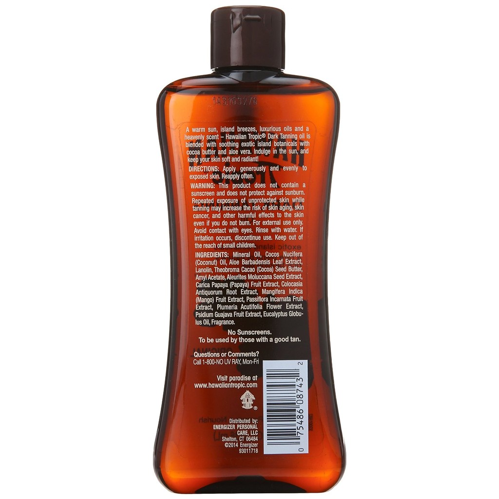 Dầu tắm nắng &amp; dưỡng ẩm da Hawaiian Tropic Dark Tanning Sun Care Moisturizing Oil 236ml (Mỹ)