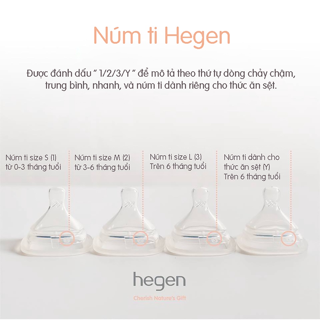 Núm ti bình sữa Hegen chính hãng