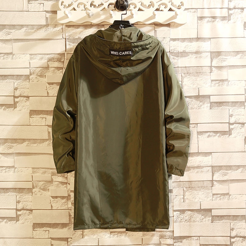 Áo Khoác Gió Dài Trung Bình Có Mũ Trùm Chống Nắng Bảo Vệ An Toàn Mùa Hè Cho Nam Sinh