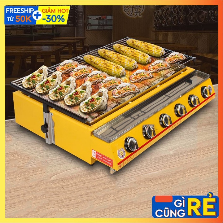 Bếp Nướng Hải Sản 6 Trụ - Bếp Gas Nướng Thịt BBQ 6 Họng Đốt Gas ET-K333