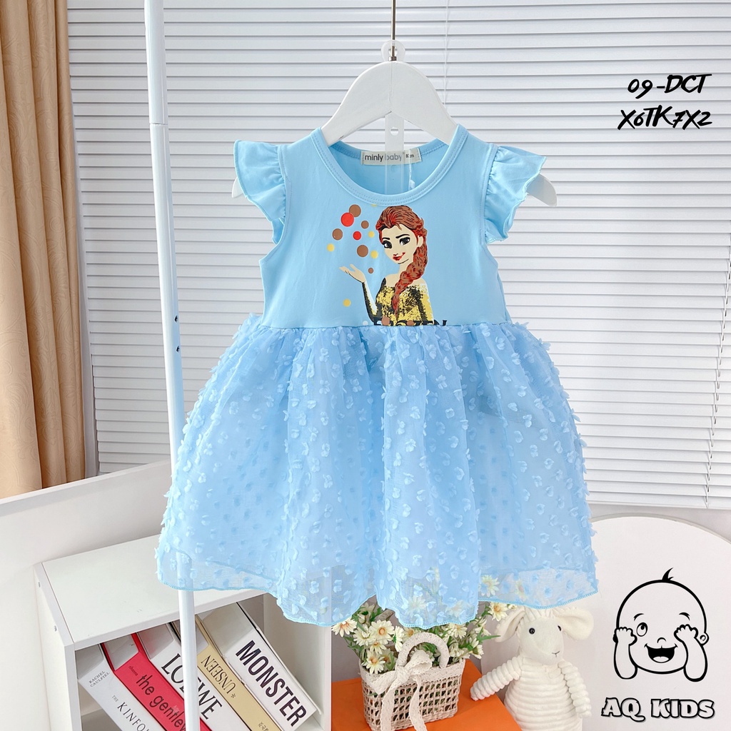 [Bé 8-28kg - Chính hãng] Váy đầm cotton bé gái Minlybaby công chúa Elsa cho bé gái - Unibaby Store - DCT