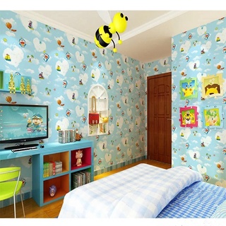 1 mét giấy dán tường đô rê mon Bầu trời Xanh khổ rộng 45cm sẵn keo