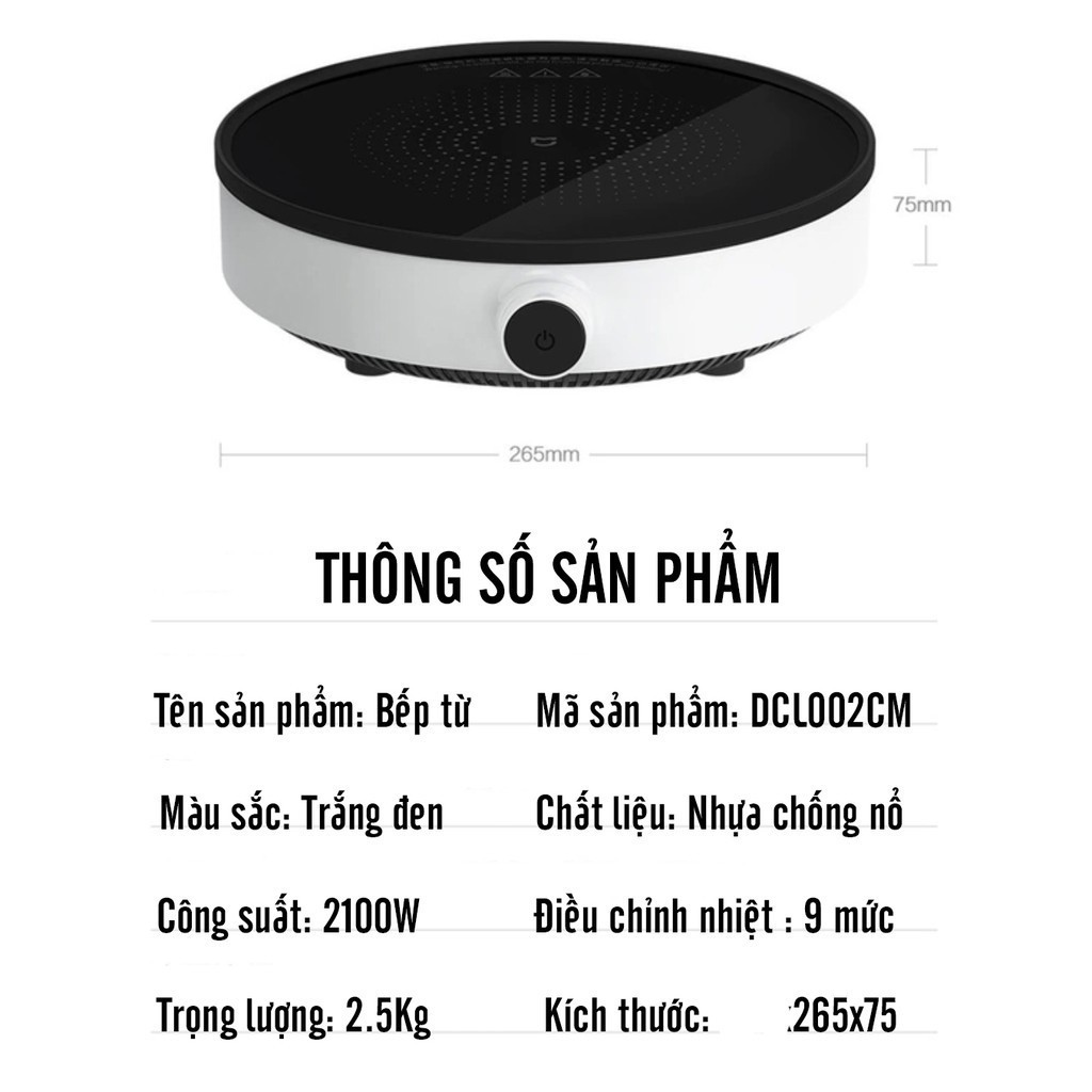 Bếp từ xiaomi youth DCl002cm 2100w công suất thực chính hãng - Bếp từ xiaomi DCL002CM