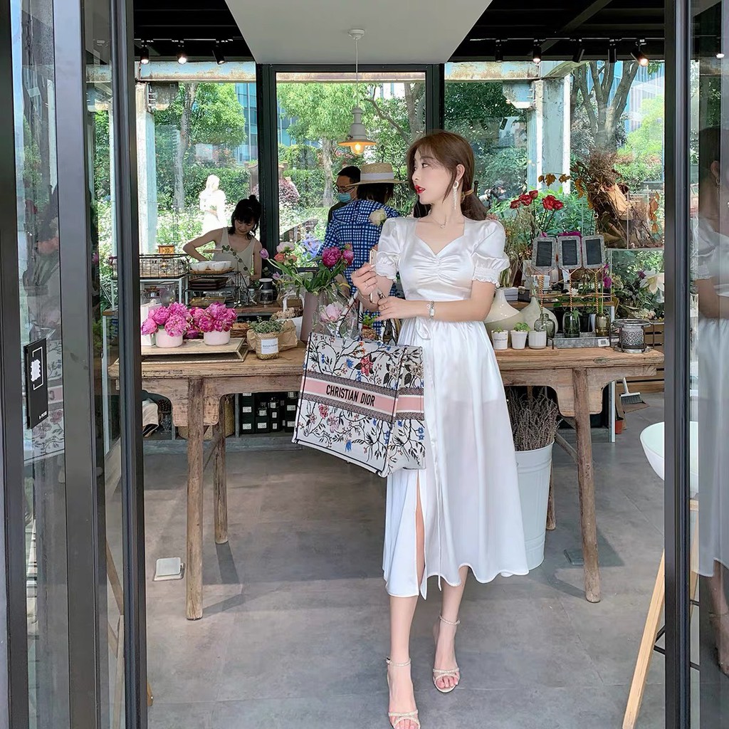 [Mã SKAMA06 giảm 8% tối đa 50K đơn 250K] [HÀNG ĐẸP] Váy ulzzang tiểu thư vintage xẻ tà đùi - V12 - janna house | BigBuy360 - bigbuy360.vn