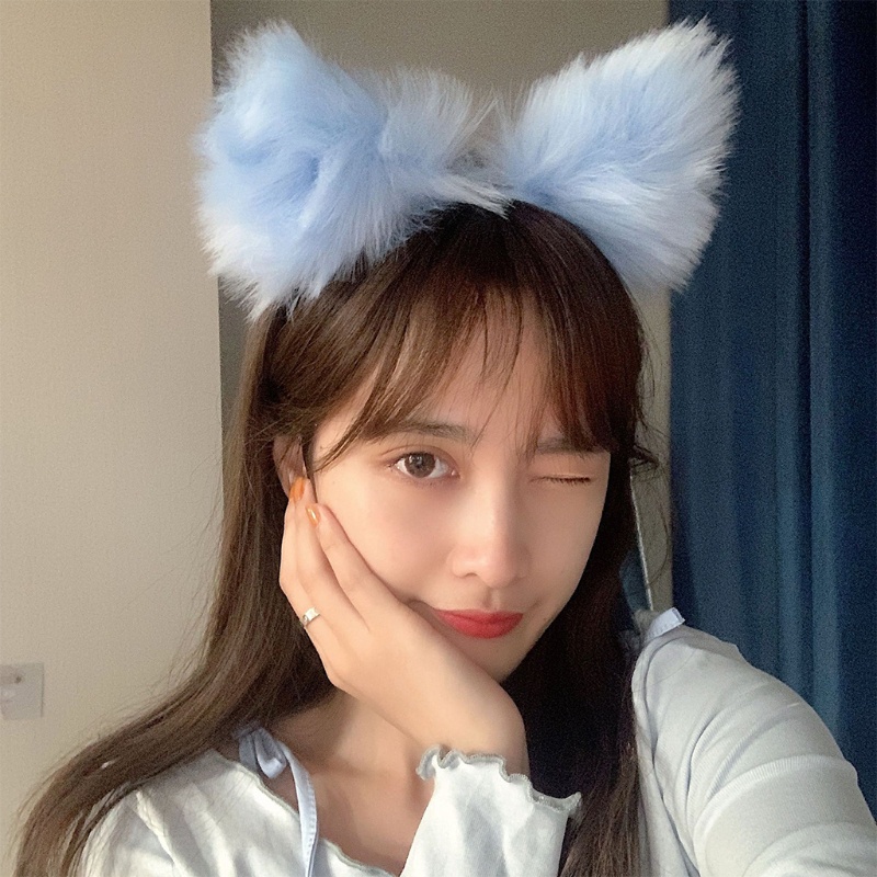 Flgo Băng Đô Cài Tóc Hình Mèo Bằng Lông Nhung Dễ Thương Xinh Xắn Thời Trang Cho Nữ