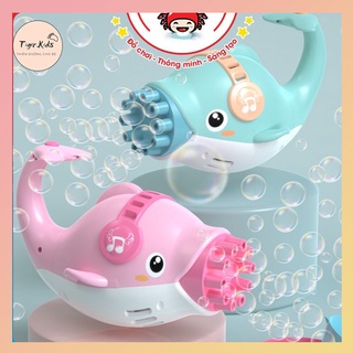 Súng bắn bong bóng cá heo 10 nòng cho bé ( tặng kèm pin và 01 lọ xà phòng)- Súng máy phun thổi bong bóng xà phòng