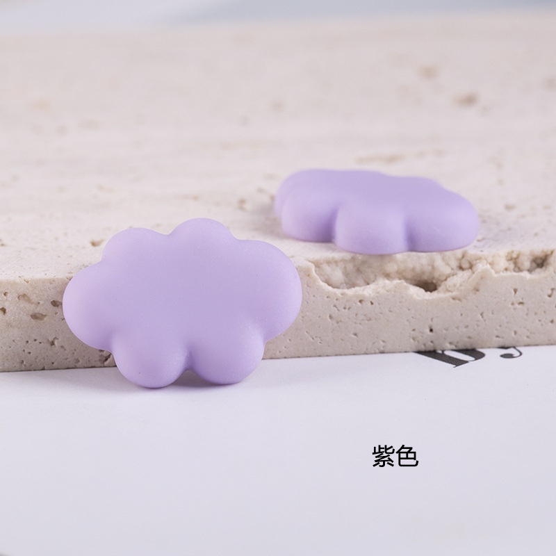 Bộ 20 phụ kiện làm đồ thủ công hình đám mây lưng phẳng màu trơn bằng chất liệu nhựa resin