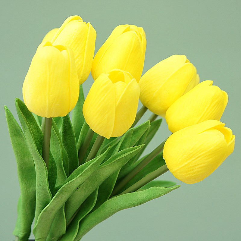 Hoa tulip giả lá xoăn Màu Décor trang trí chất liệu PU cao cấp 34 cm