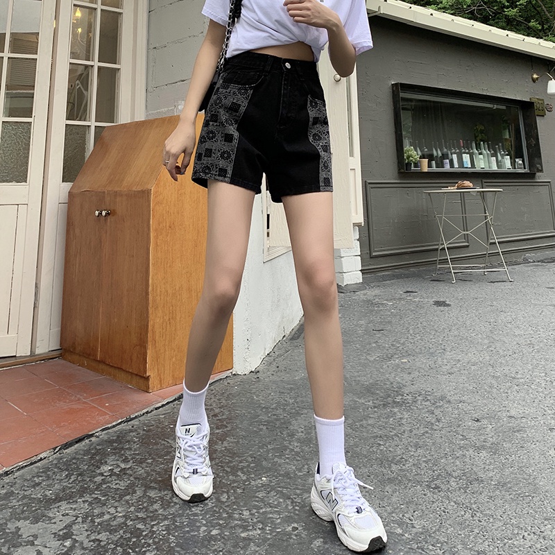 Quần Short Jeans Lưng Cao Ống Rộng Thời Trang Hàn Quốc Cho Nữ