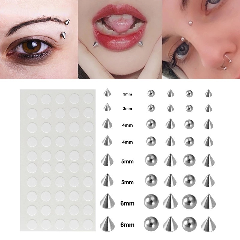1 Set Khuyên Xỏ Mũi Bằng Thép Không Gỉ Kiểu Dáng Hình Học Thời Trang