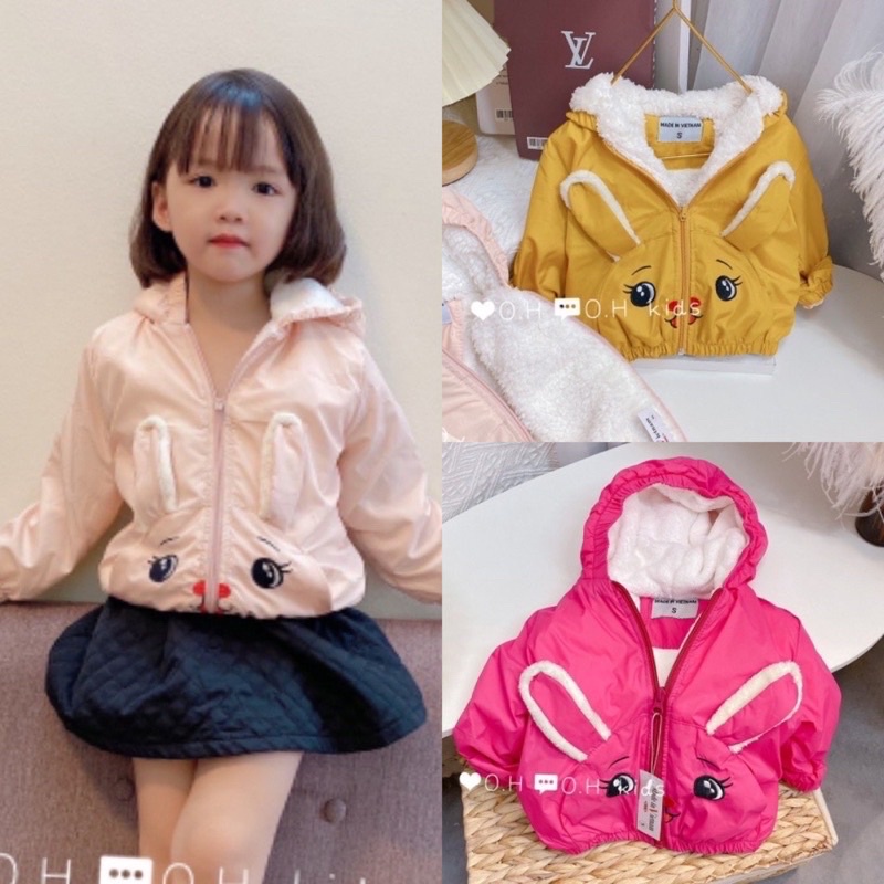 Áo phao lót lông cho trẻ em 8-28kg , mẫu tai thỏ cho bé