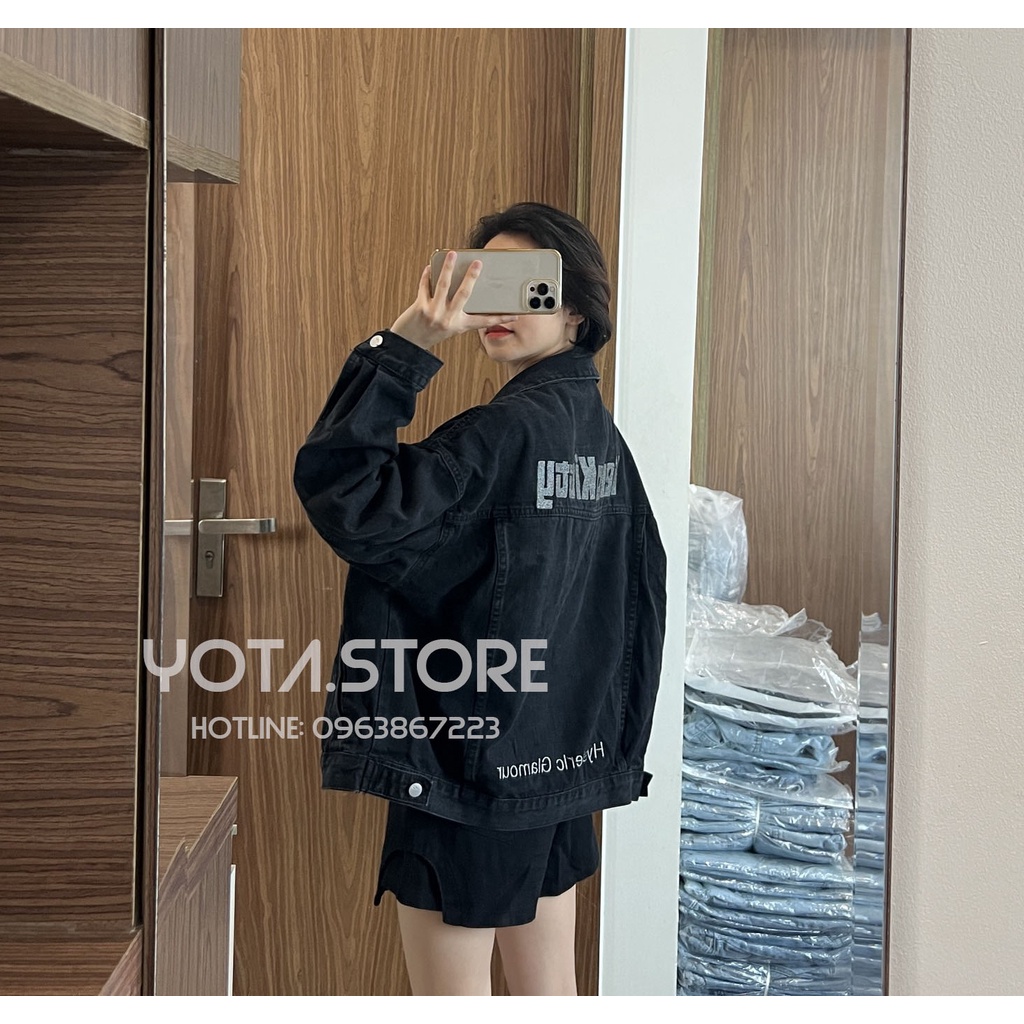Áo khoác jeans thêu chữ - KB53