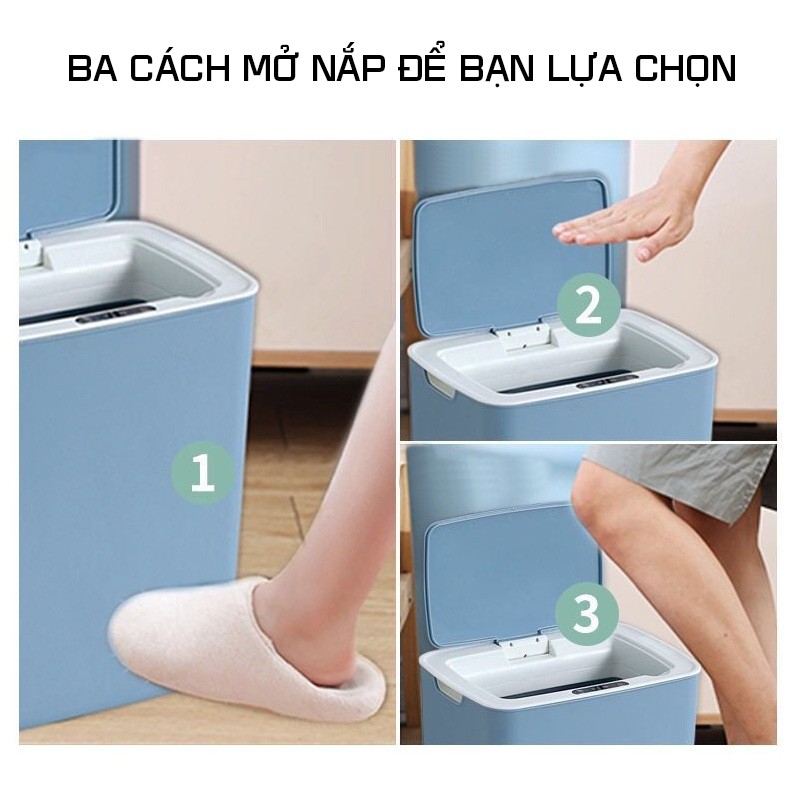 Thùng Đựng Rác Thông Minh Cảm Biến Hồng Ngoại Dùng Cho Phòng Ngủ, Phòng Tắm, Nhà Bếp 12L