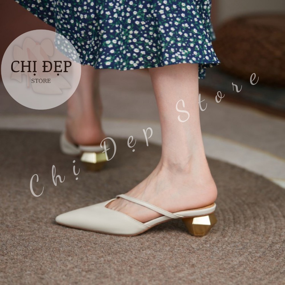 Giày cao gót bít mũi gót lục giác 5 phân, sandal cao gót mũi nhọn gót lục giác 5cm Chị Đẹp Store mã M92( form nhỏ)