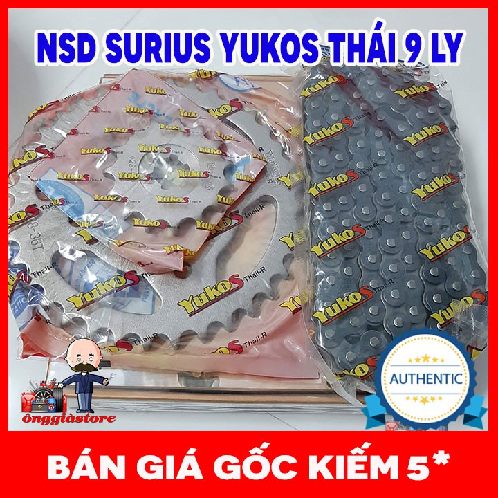 Bộ nhông sên dĩa xe Sirius - Sirius FI - Taurus Yukos Thai-r chính hãng