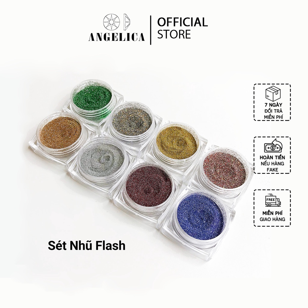 Set 8 hũ màu nhũ nail flash rắc móng siêu bắt sáng trang trí móng ANGELICA SNF