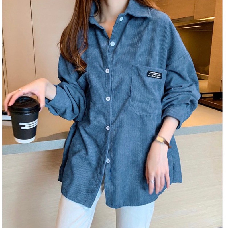 Áo Sơ Mi NHUNG GÂN❤️ Form rộng Unisex Nam/Nữ (Chất Vải Nhung Siêu Sịn,Mịn)❤️MÀU HỒNG/XANH/NUDE/NÂU [FREESHIP] | BigBuy360 - bigbuy360.vn