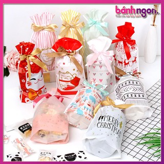 🌼🌼🌼10 TÚI ĐỰNG BÁNH COOKIE KẸO NOUGAT CÓ DÂY NƠ RÚT🎀🎀🎀🎀