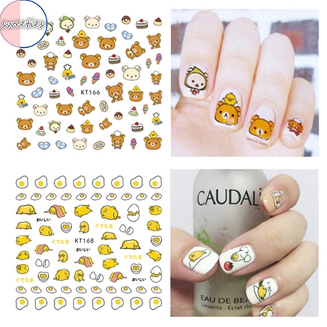 Sticker dán trang trí móng hình gấu dễ thương phong cách Hàn Quốc