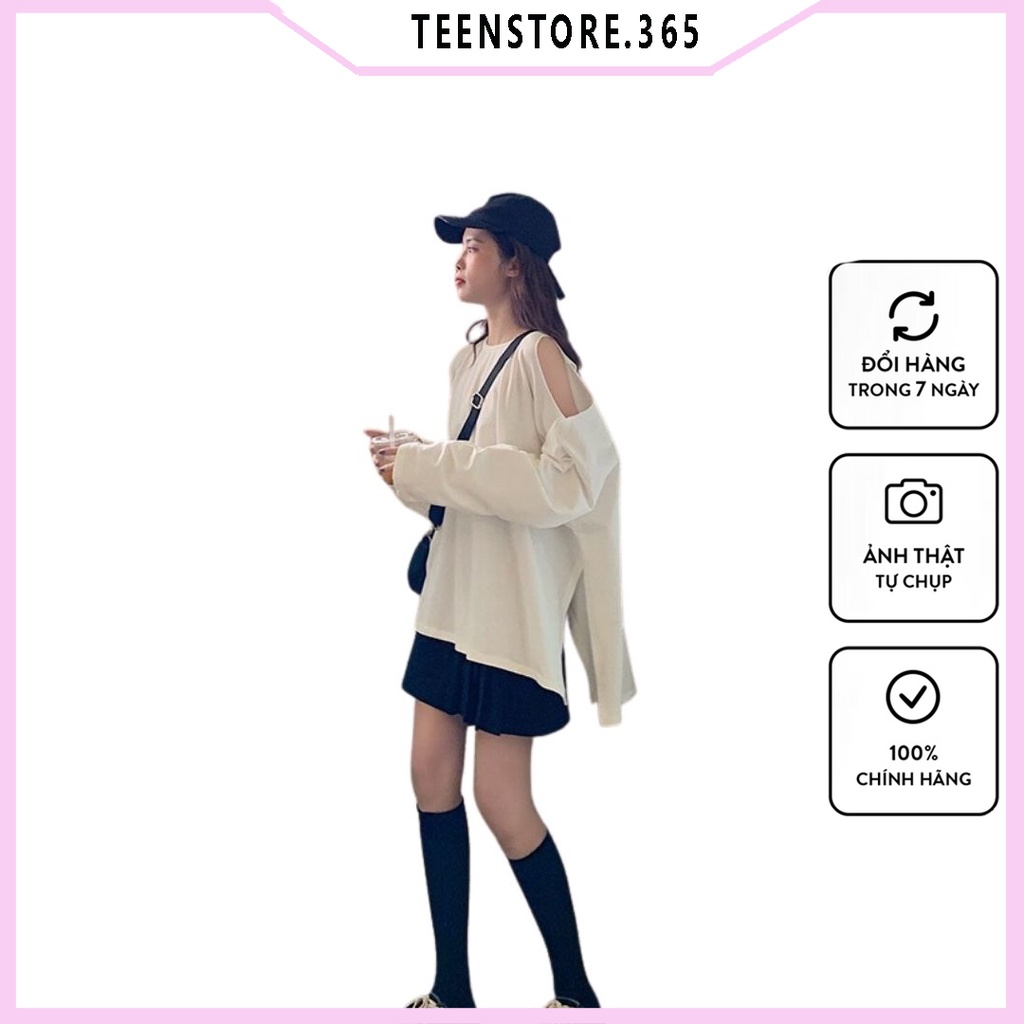 Áo Khoét 2 Bên Vai Xẻ Lệch Tầng, áo dài tay khoét hông , MÃ 619 - Teenstore.365