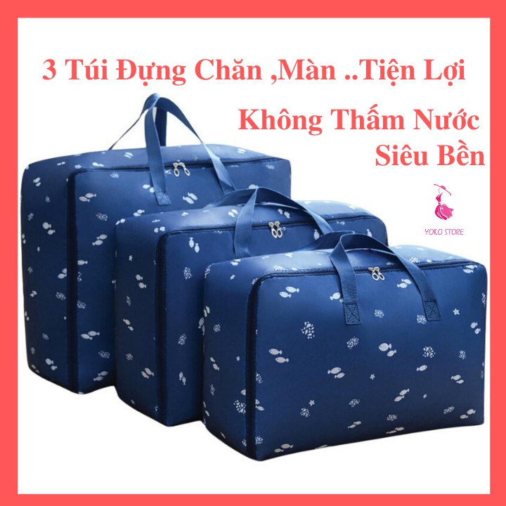 [Combo 3 Túi] Túi đựng chăn màn quần áo chống thấm bền đẹp Oxford màu xanh tím than