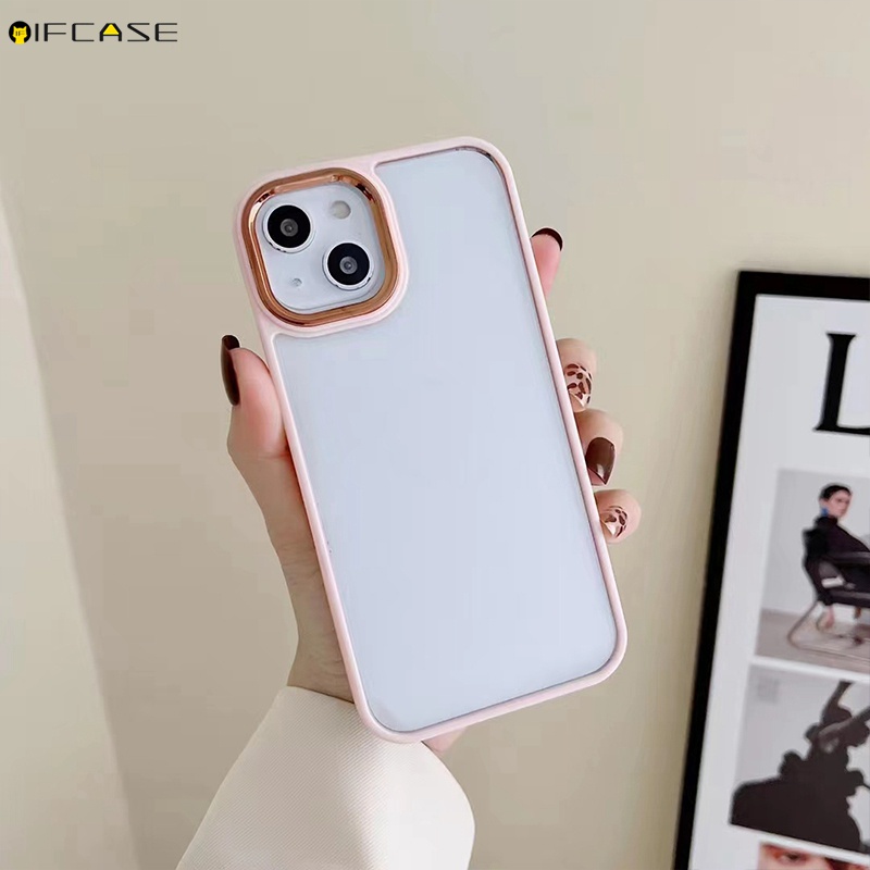 Ốp Điện Thoại Acrylic Trong Suốt Mạ Viền Đơn Giản Sang Trọng Dành Cho iPhone XS Max XR XS X 7 8 Plus SE 2020