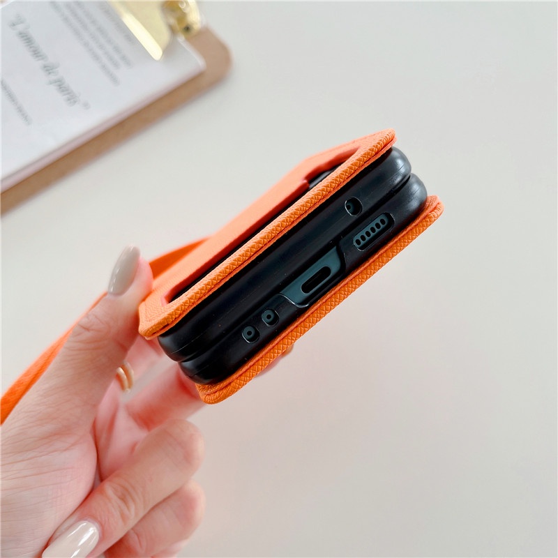 Ốp Điện Thoại Da PU Chống Sốc Dạng Ví Có Ngăn Đựng Thẻ Kèm Dây Đeo Chéo Cho Samsung Galaxy Z Flip 3 5G Flip3 Zlip3 Samsung Z Flip3 Z3