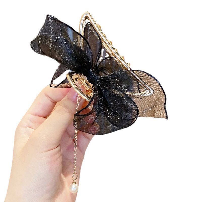 Kẹp Tóc Vải Lưới Phối Nơ Sau Lưng Cỡ Lớn 2022 Dành Cho Nữ