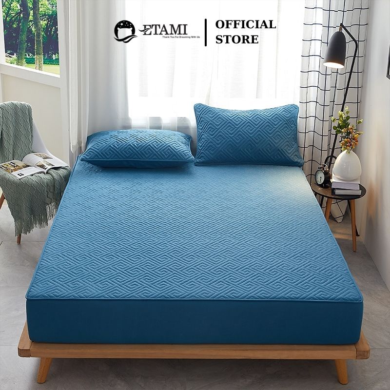Ga trải giường trần bông cao cấp drap giường ETAMI kích thước 1m6 và 1m8 cotton 100% hàn quốc màu trơn basic