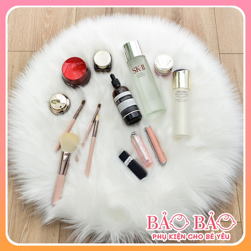 Thảm lông hình tròn phụ kiện chụp ảnh sản phẩm, chụp ảnh nail, điện thoại, decor nhà cửa
