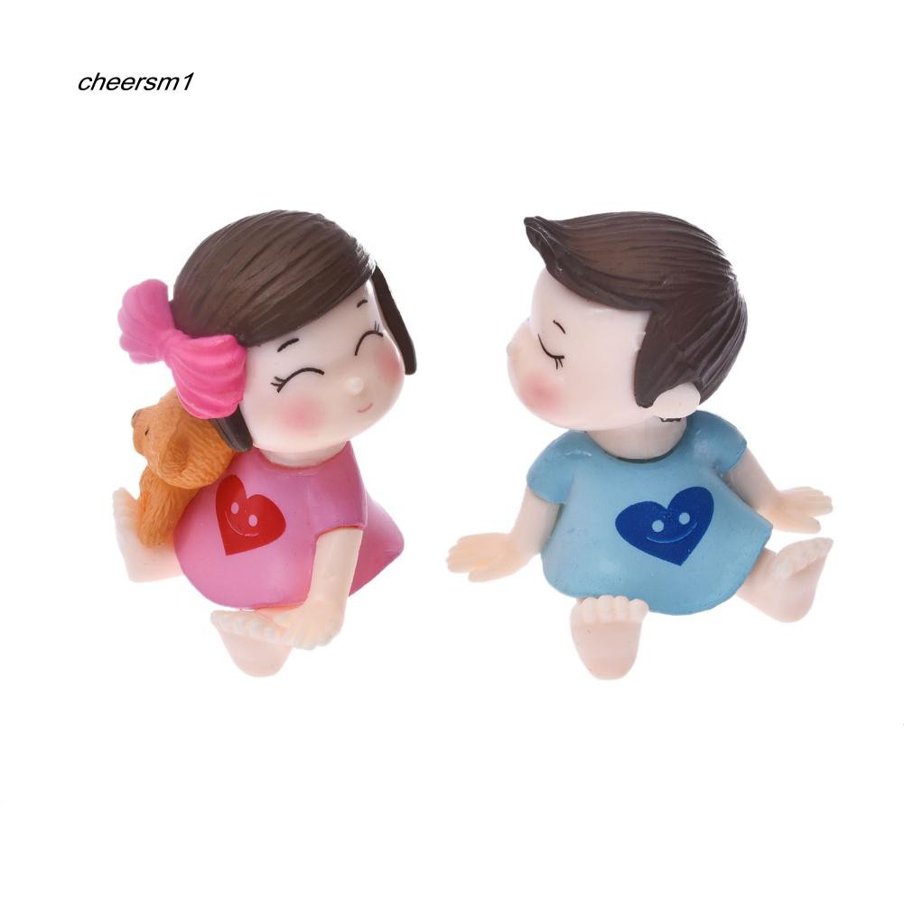 Set 2 tượng mô hình bé trai và bé gái mini dễ thương