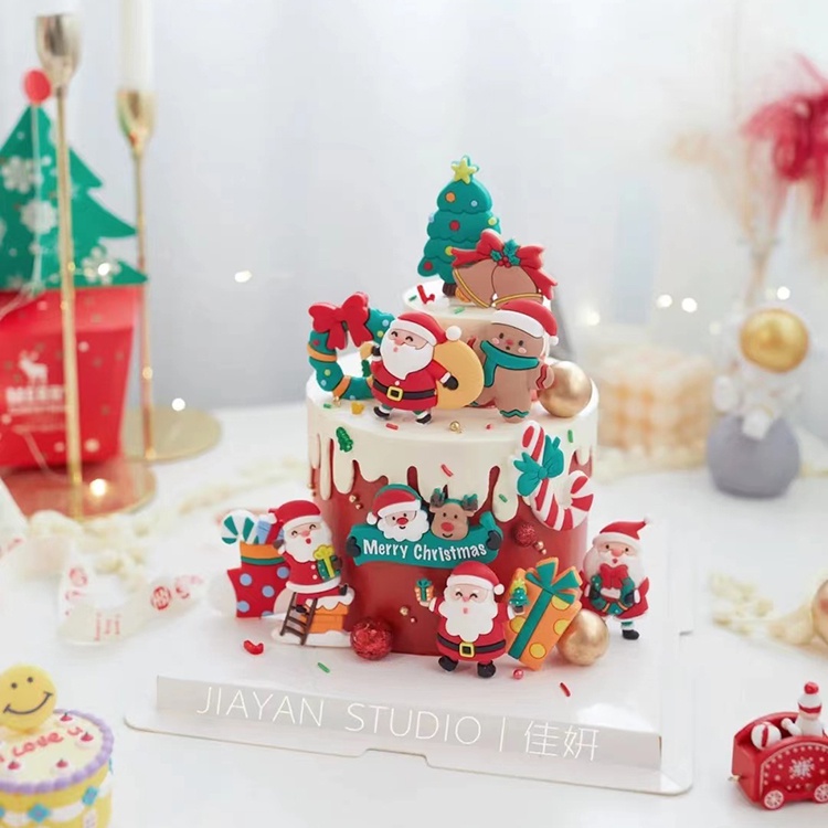 Búp Bê Trang Trí Bánh Kem Hình Ông Già Noel Năm Mới 2023