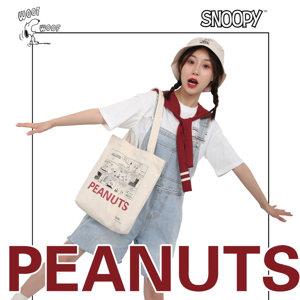 Túi Xách Vải Canvas In Hình Snoopy Dễ Phối Đồ Thời Trang Xuân Hè Cho Nữ
