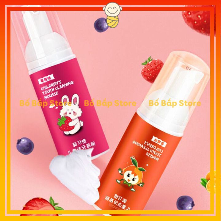 Kem Đánh Răng MOUSSE ⚡Nuốt Được⚡ Dạng Bọt Hương Thơm Dịu Giúp Bé Thích Đánh Răng Hơn