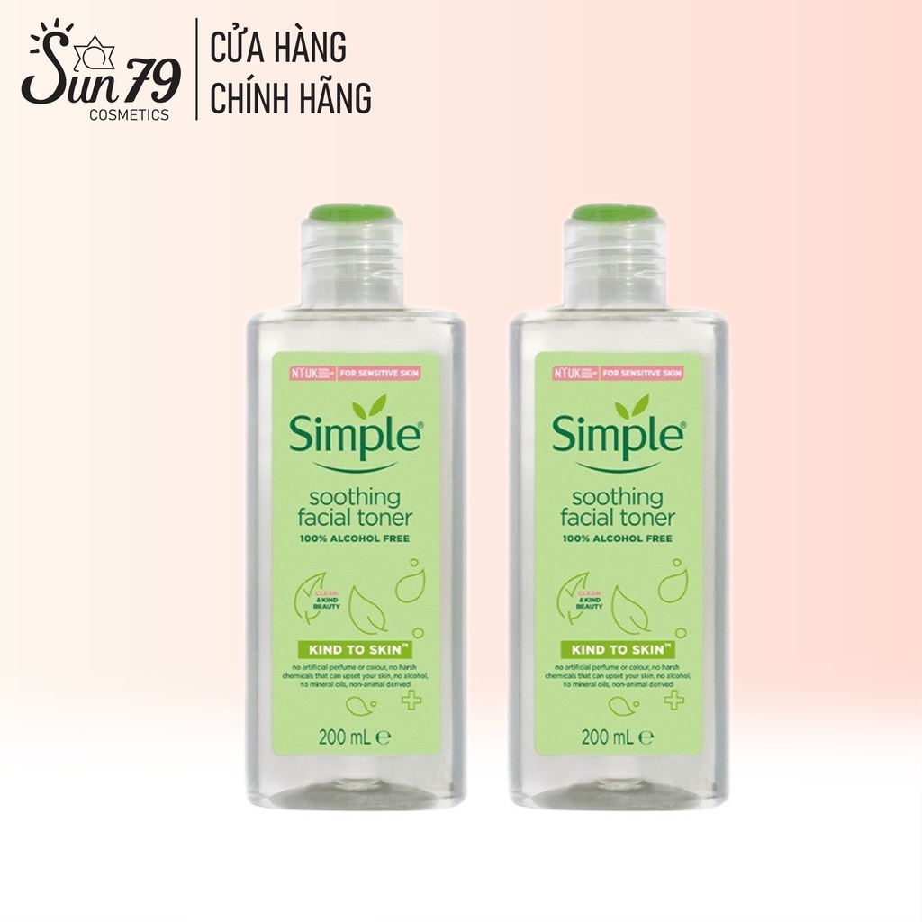 Combo 2 Nước Hoa Hồng Không Cồn Làm Dịu Da Simple Kind To Skin Soothing Facial Toner