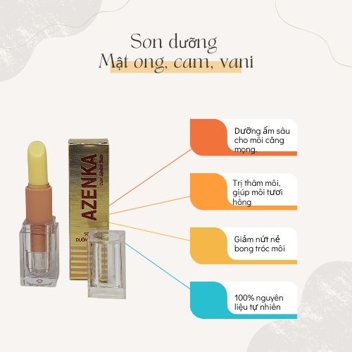 Son dưỡng môi AZENKA - Dưỡng ẩm làm sáng màu môi và chống nứt nẻ ,an toàn cho cả mẹ bầu và bé - Thỏi 3.8g ♥️ SONDAZK