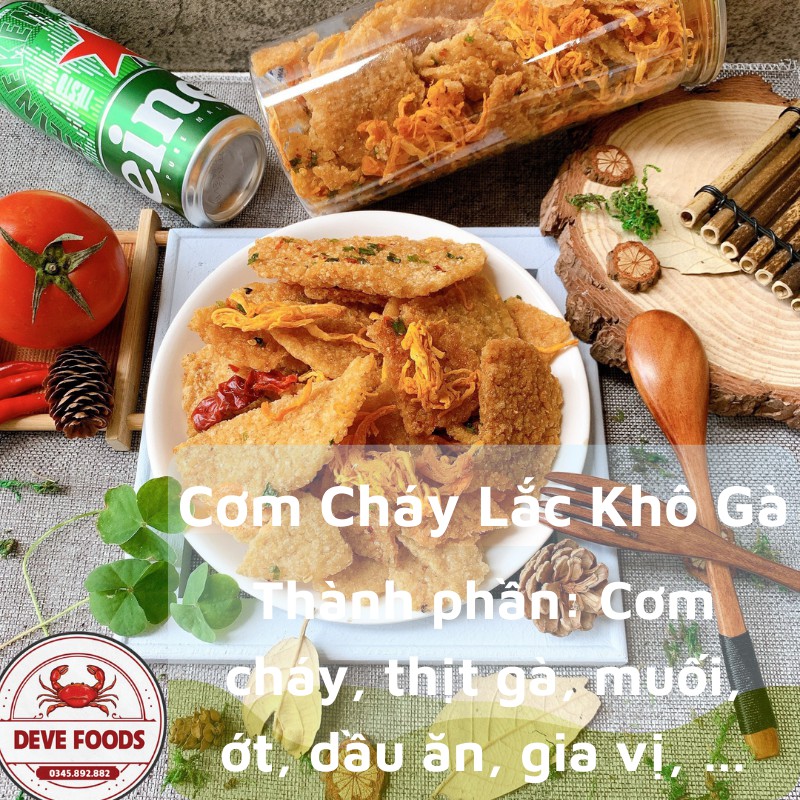Cơm Cháy Lắc Khô Gà 300g DeVe Food, đồ ăn vặt Hà Nội, vừa ngon vừa rẻ | BigBuy360 - bigbuy360.vn