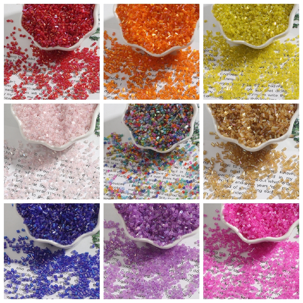 Túi 700 hạt thủy tinh hình trụ 2mm dùng làm trang sức thủ công diy