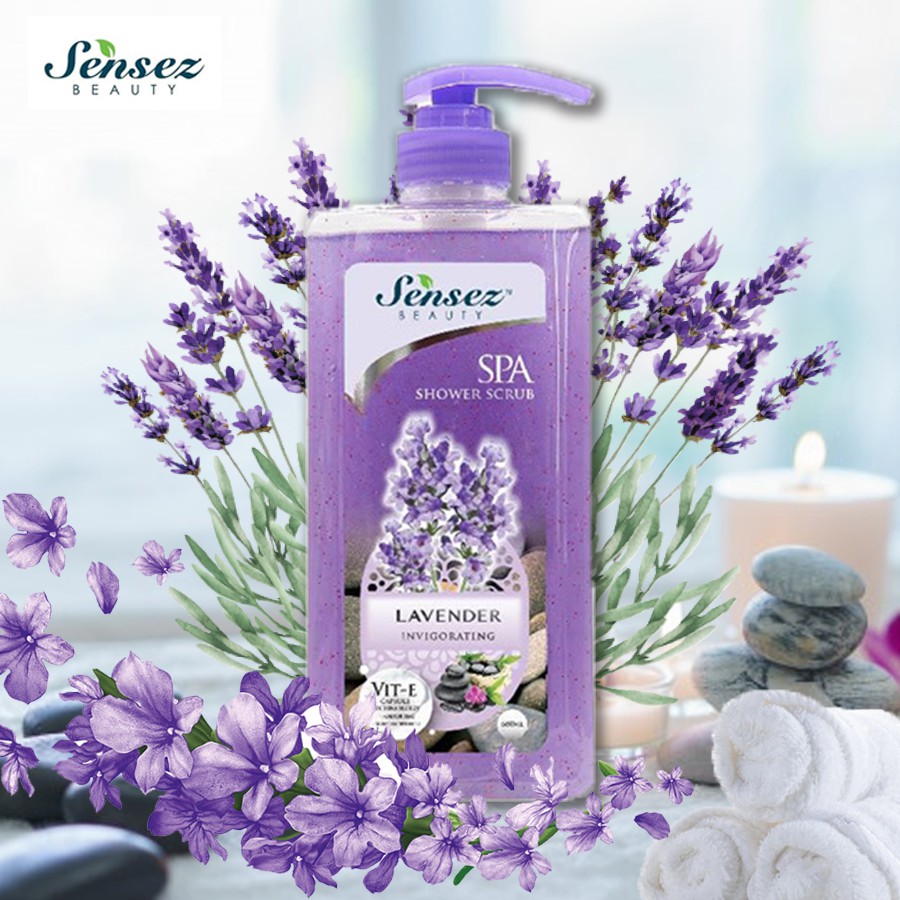 Sữa Tắm Tẩy Tế Bào Chết Hạt Massage Sensez Beauty Dưỡng Ẩm Sáng Da - Hương Hoa Lavender - 680ml