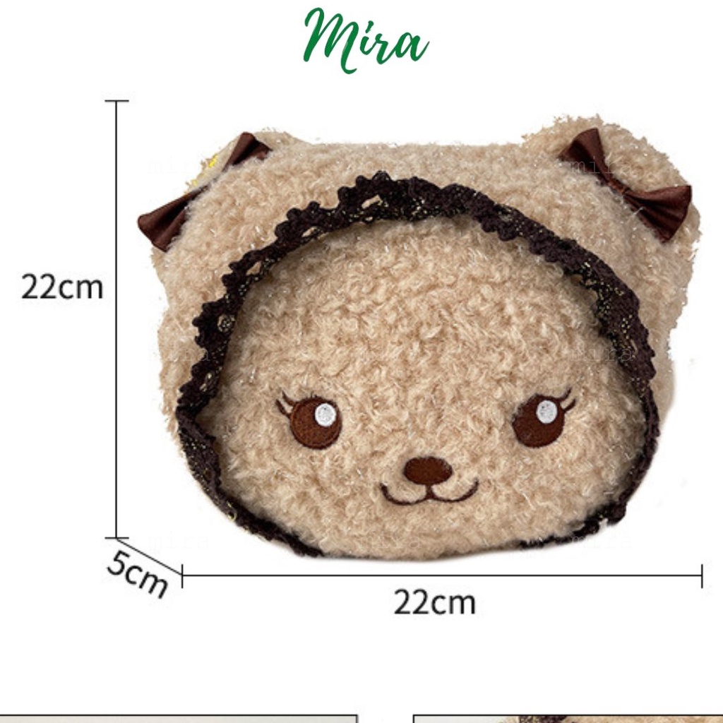 Túi Đeo Chéo Cho Bé Hình Gấu Nâu Phủ Lông Dễ Thương Cute Cho Nữ Phong Cách Ulzzang Hàn Quốc MIRA-TV58609