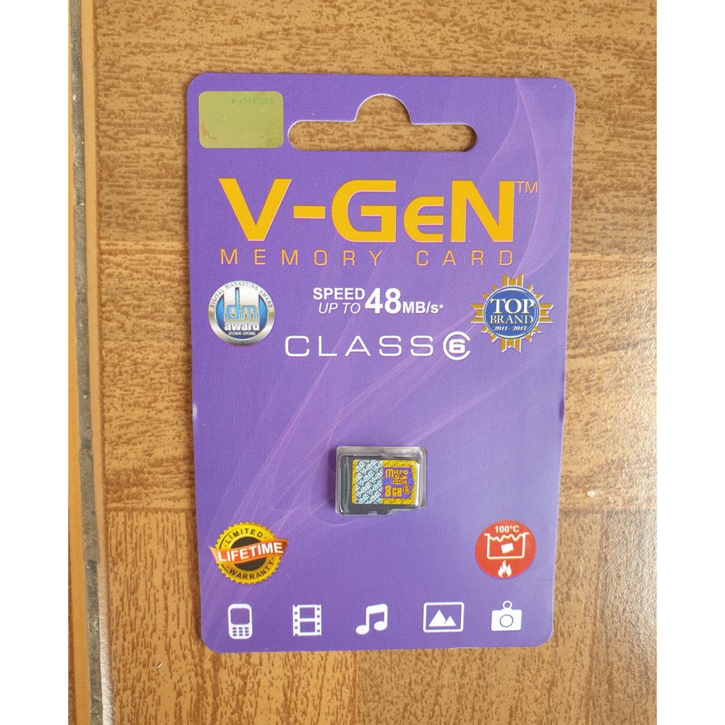 Thẻ Nhớ Micro Sd V-Gen Vgen 8gb Class 6 Chính Hãng