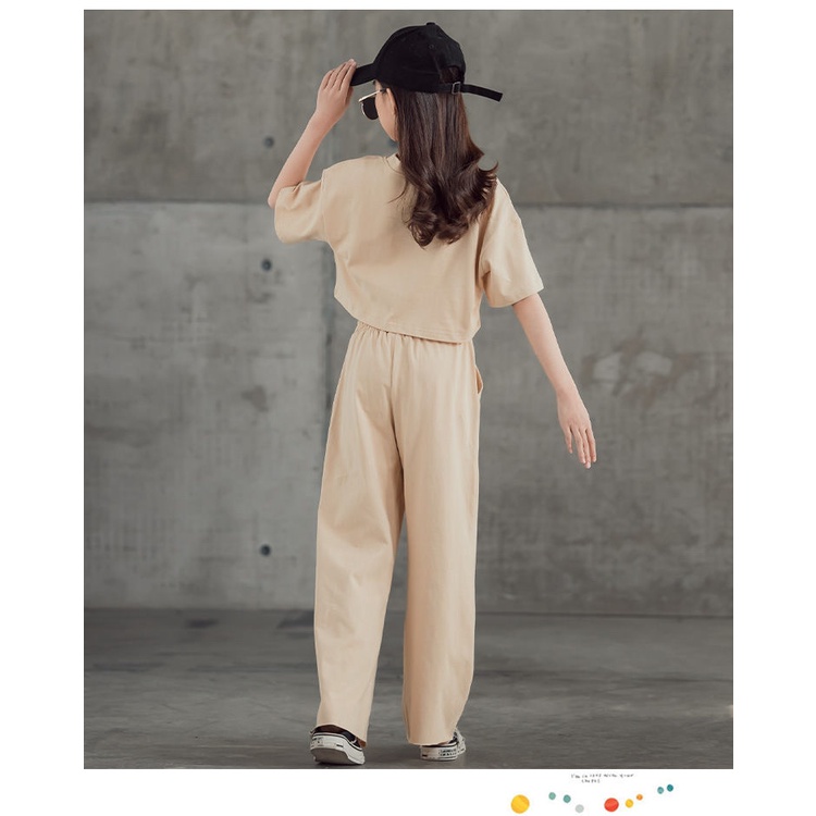 Set áo ngắn tay + quần dài thời trang mùa hè cho bé gái 5-12 tuổi