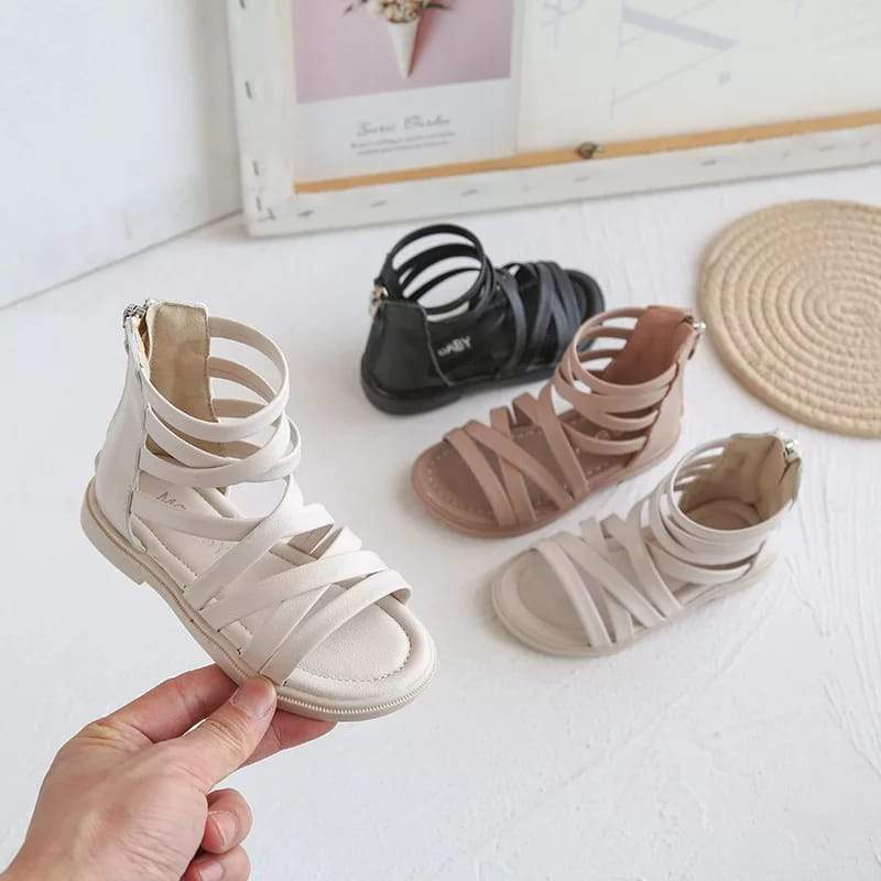 [381190Giày Sandal Phối Dây Thiết Kế Cá Tính Cho Bé