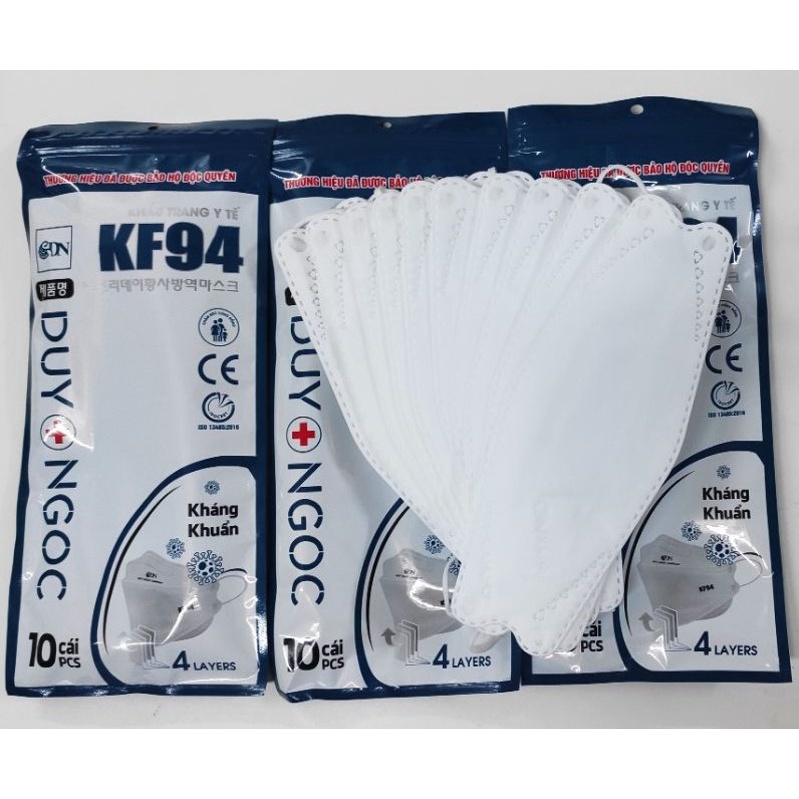 Set 50 Khẩu trang KF94 chính hãng, khẩu trang kháng khuẩn 4D chống bụi mịn, lọc khói bụi ô nhiễm và vi khuẩn gây hại