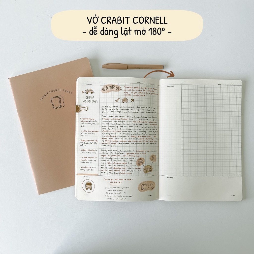 Vở Crabit Cornell kẻ ngang - Donut - Vở ghi chép hiệu quả theo phương pháp Cornell - Giao hỏa tốc