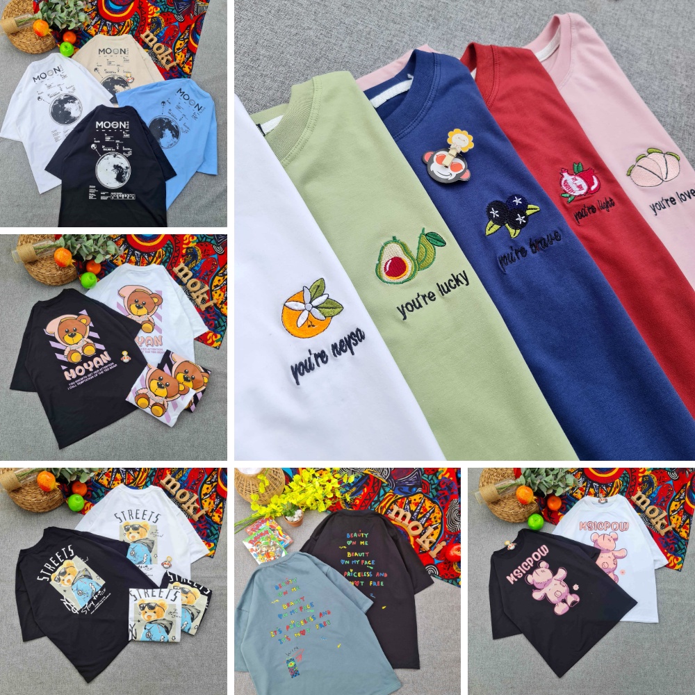 Áo phông áo thun nam nữ tay lỡ from rộng freesize chất cotton thoáng mát tự chon lựa mẫu mokishop